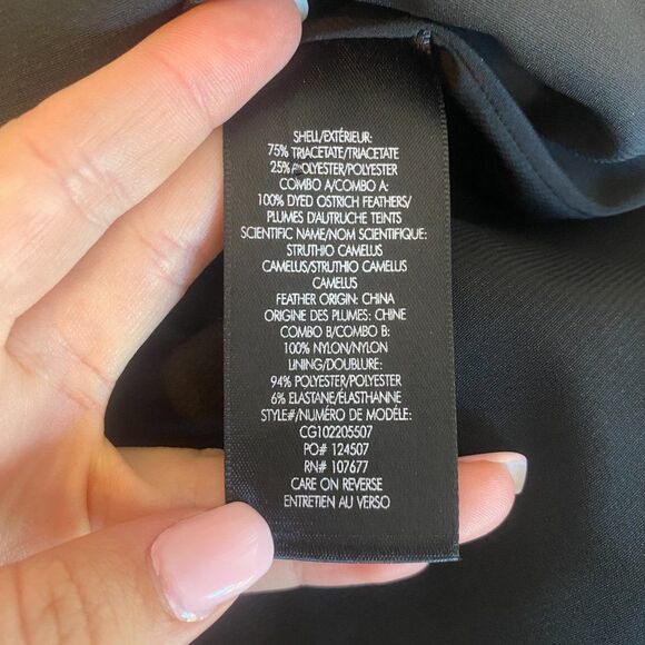 Alice + Olivia Black Milany Spaghetti Strap Ostrich Feather Party Dress - Picture 8 of 13